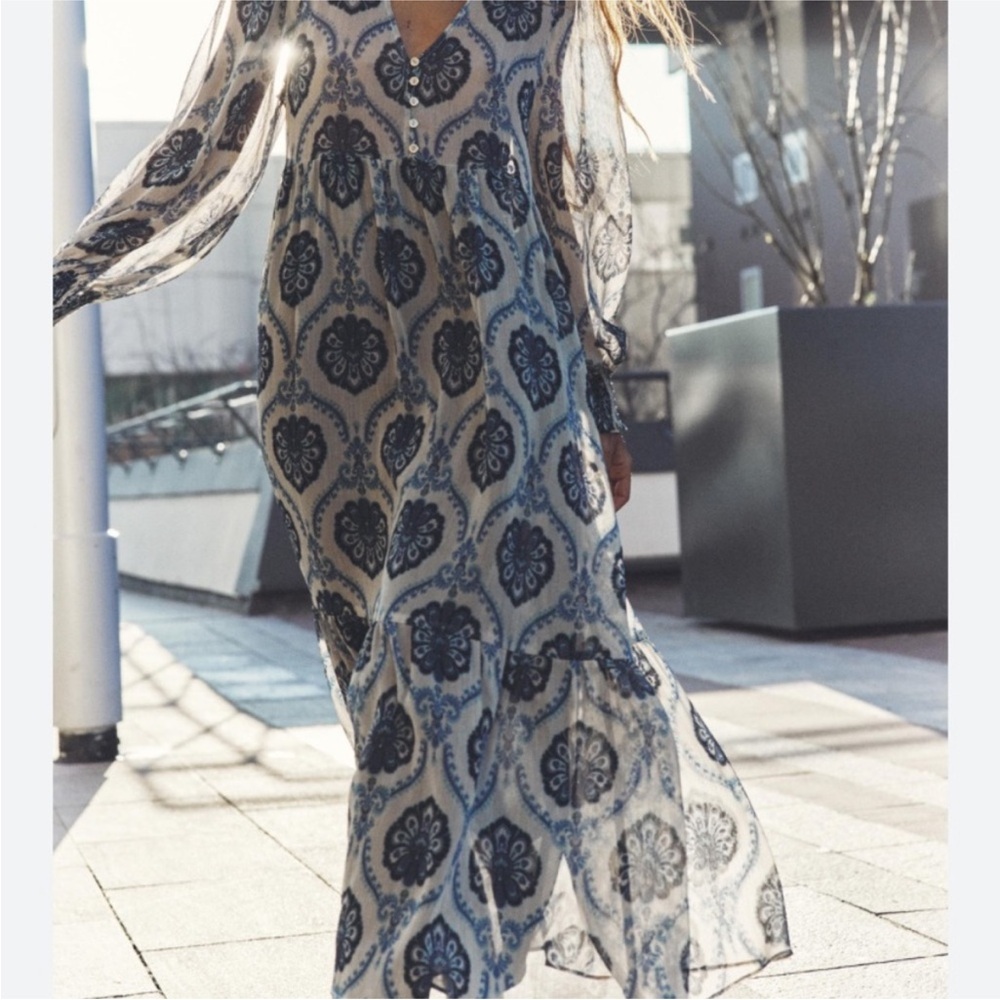 NWOT Zara Printed Long Sleeve Dress - Picture 2 of 10